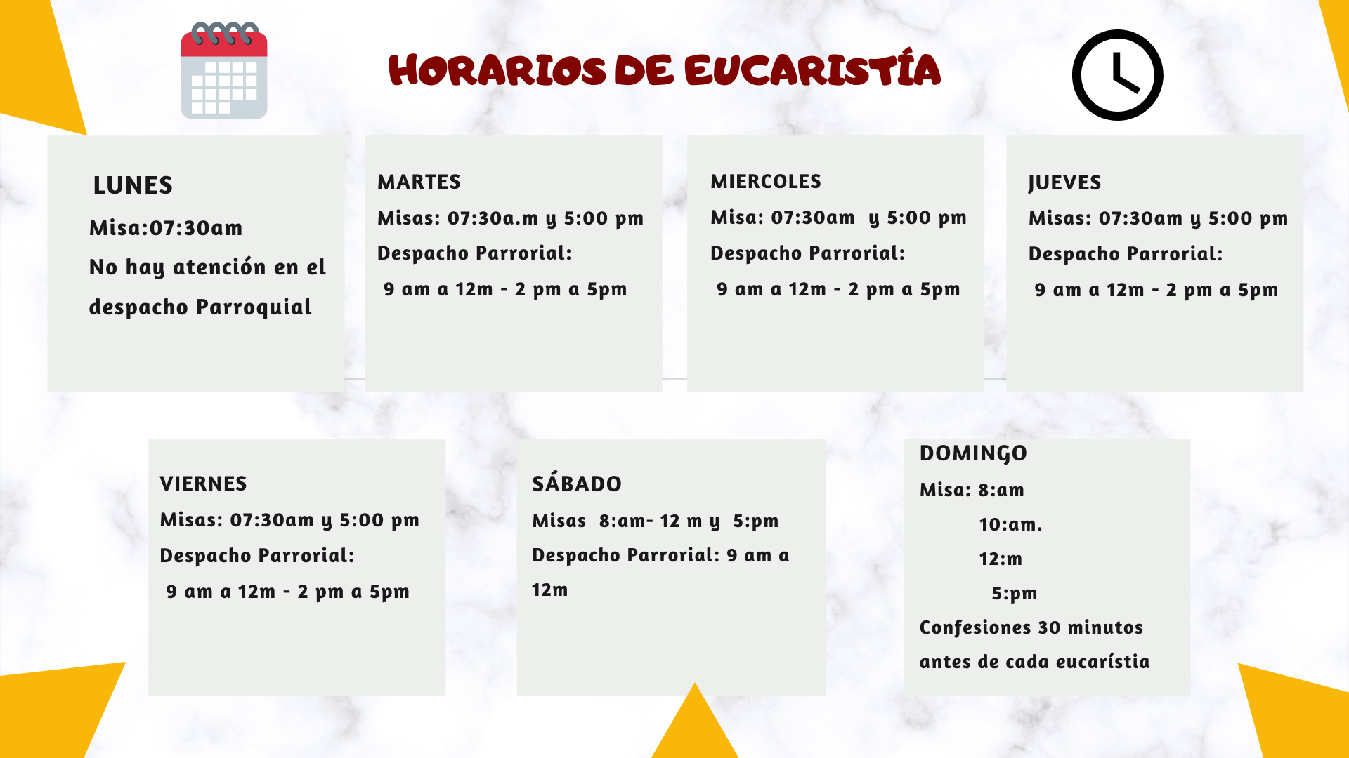 Horario eucarístias