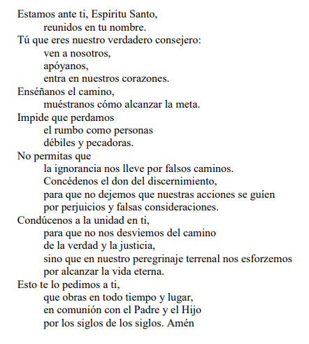 oraciòn Sinodal